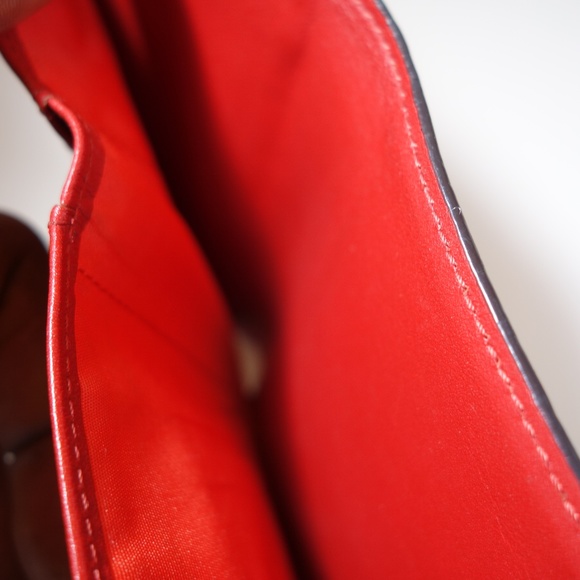 MCM Patricia Three Fold Brown & Red Visetos Leather Push Lock Wallet, Sz Medium - Picture 16 of 16